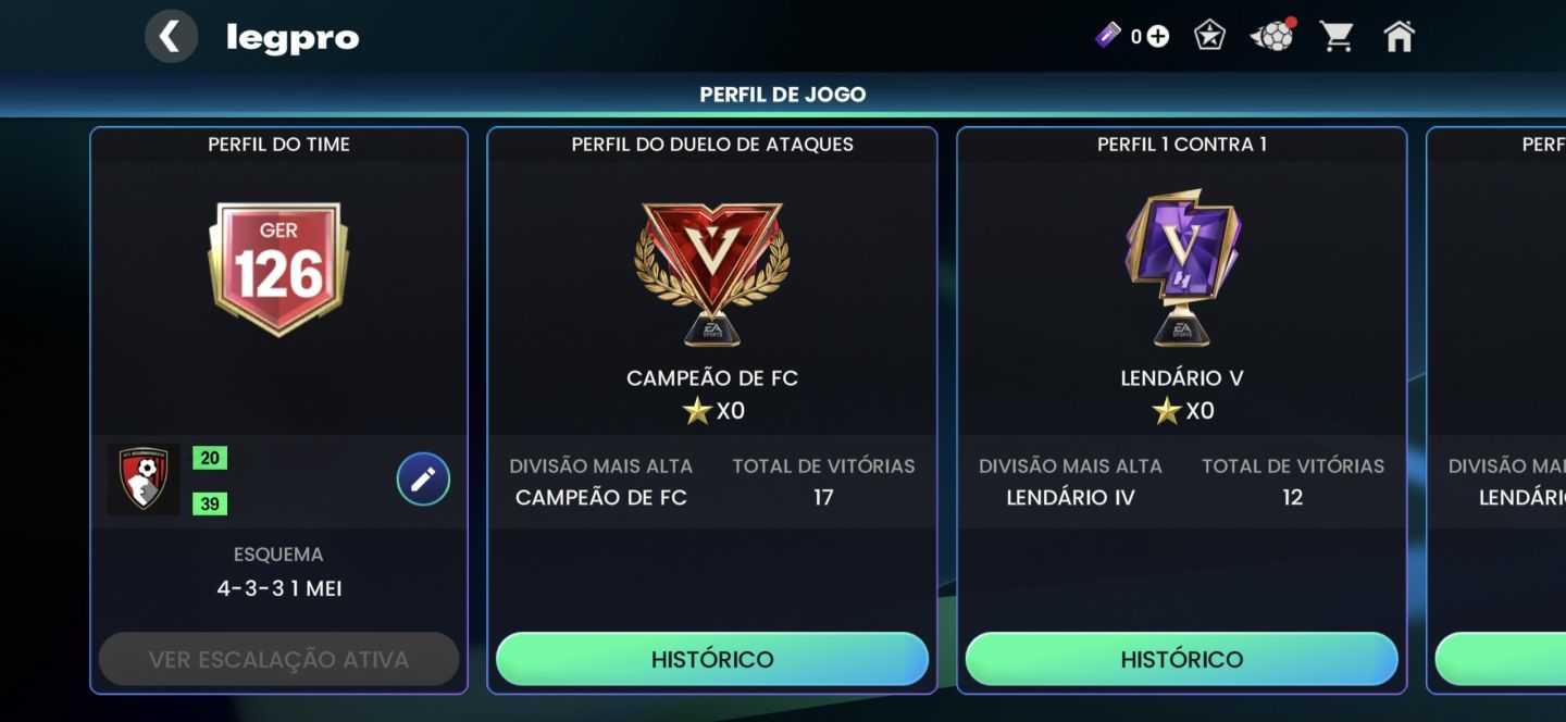 CONTA FC MOBILE GER 126 | CAMPEÃO NO DUELO DE ATAQUES