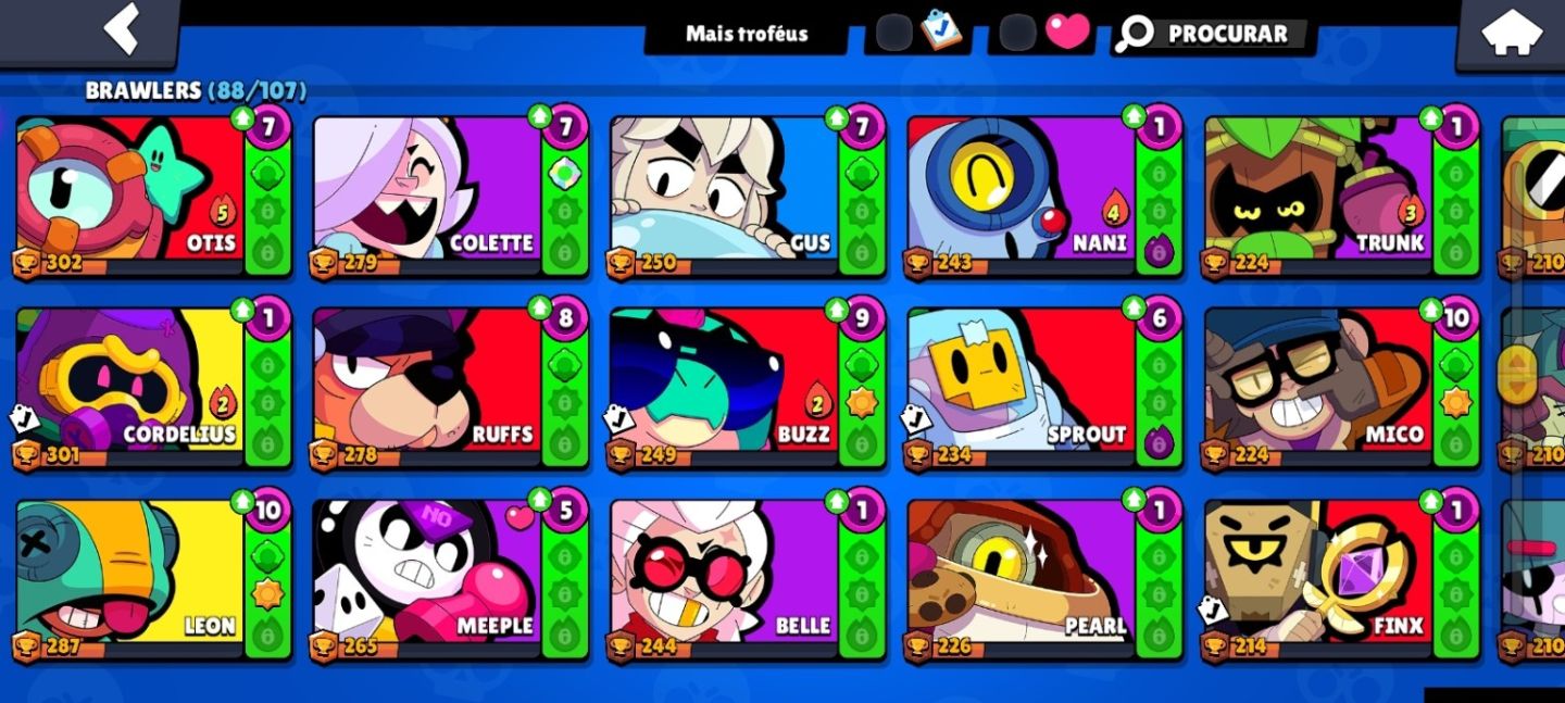 CONTA BRAWL STARS 2020 | 30K TROFÉUS | 88/107 BRAWLERS | 7 PRESTÍGIOS