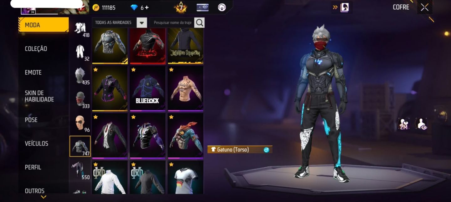 Conta Free Fire - PRIME 8 + RAGNAROK +600 Peitas (Recuperação ativa)
