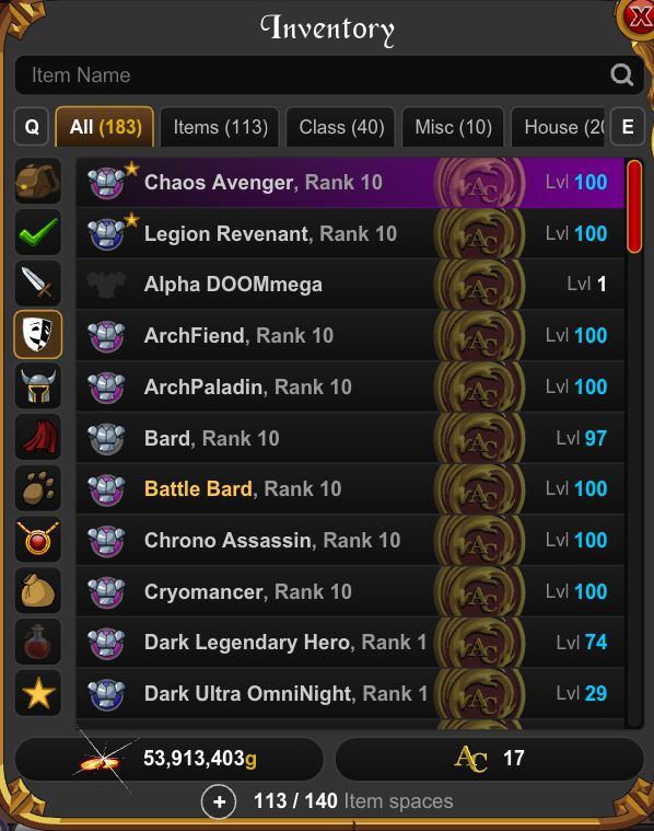 Conta AQW 15 ANOS + CHESTS + ALGUNS HARD FARMS