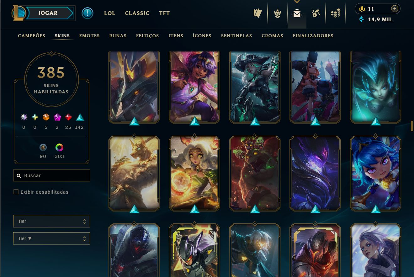 Lvl 498 | 385 Skins | Icones 2012 | Morgana Vitoriosa, Bordas de Skins e Mais..