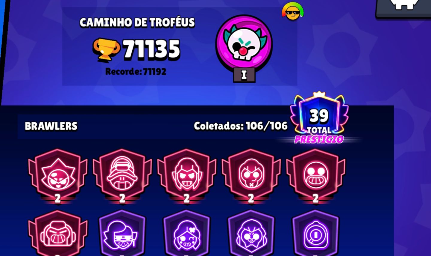 BRAWL STARS | 71K TROFÉUS | 10K+ VITÓRIAS 3X3 | 3.9K COMBATE | SKINS RARAS