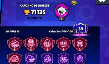 BRAWL STARS | 71K TROFÉUS | 10K+ VITÓRIAS 3X3 | 3.9K COMBATE | SKINS RARAS