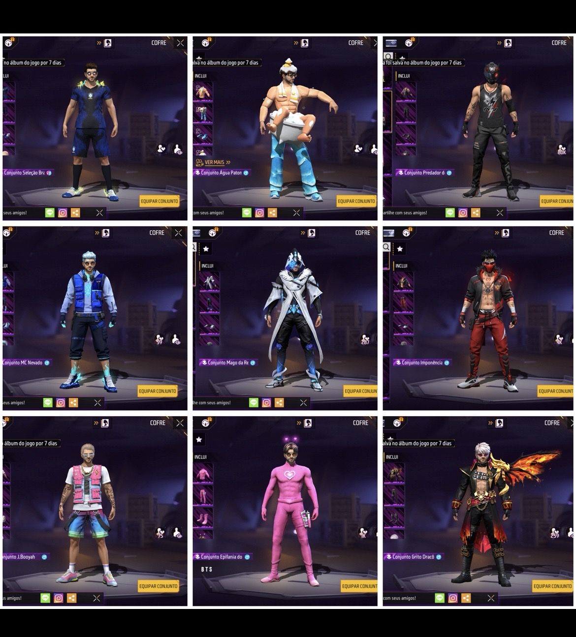 Conta de Free Fire Gemada Masculina e Feminina Veterana 598 Peitas Prime 6