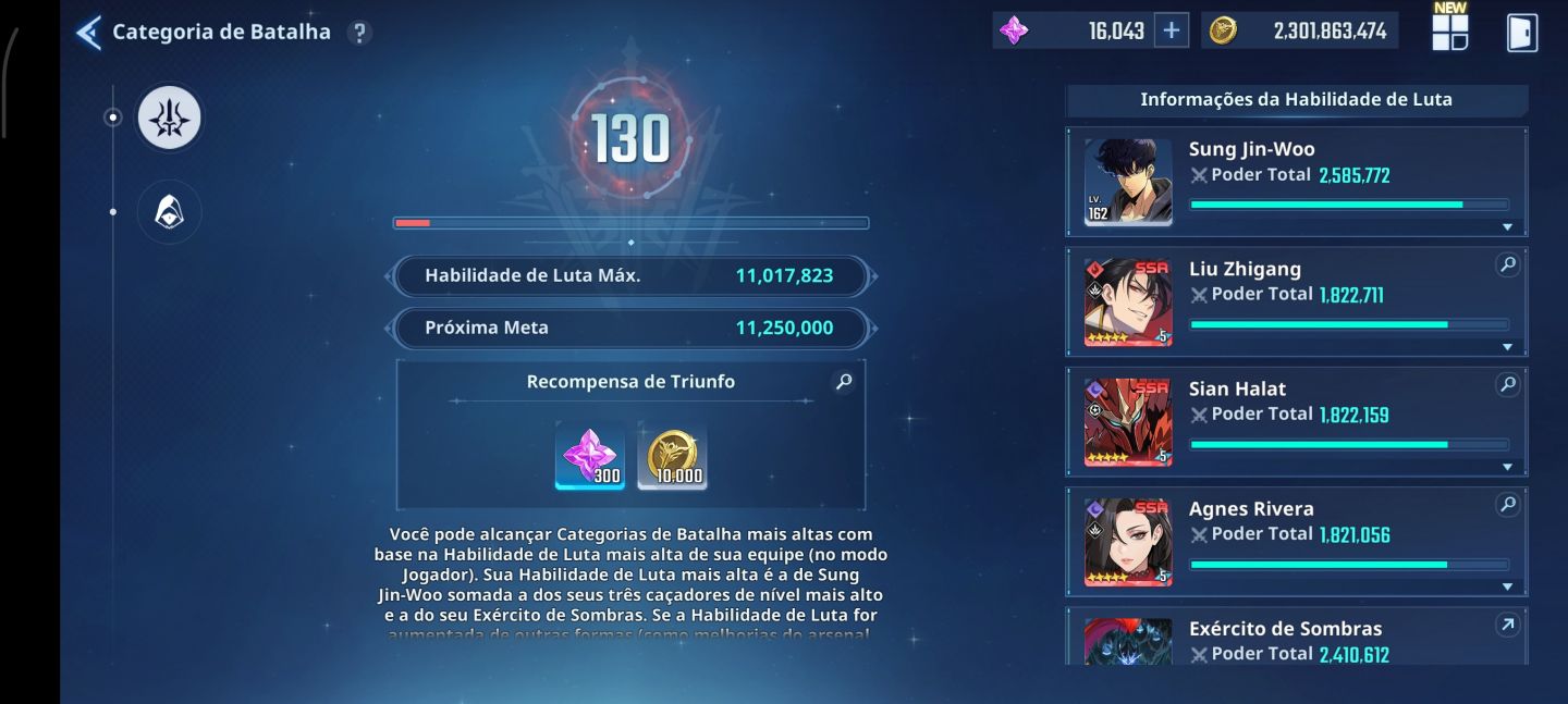 Conta Solo Leveling Arise END GAME 11MM de Poder