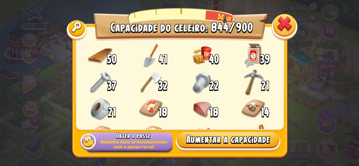 CONTA HAY DAY - Nível 71, 101 diamantes (mais informações na descrição)