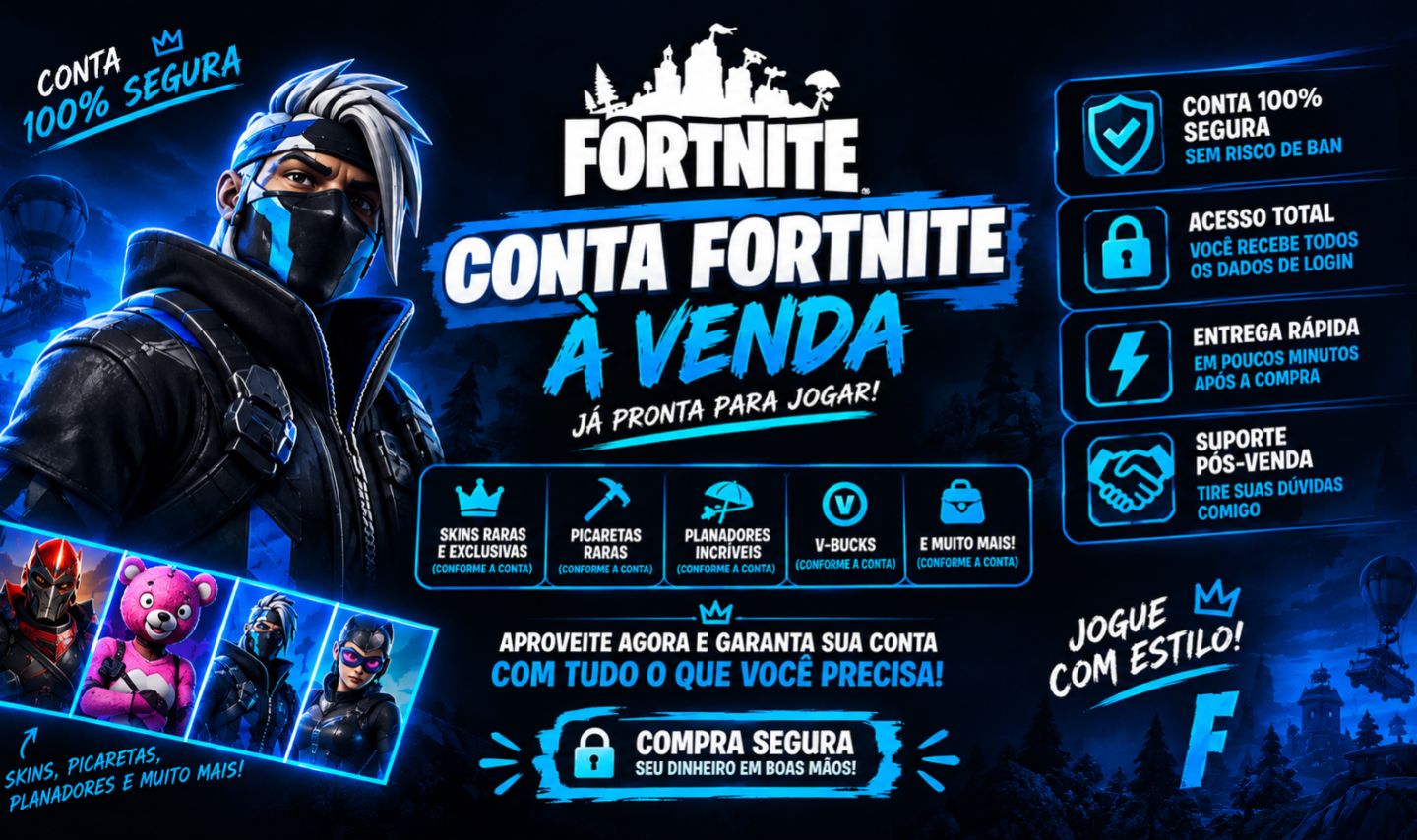 Conta de FORTNITE - 100% ACESSO SEU. Passo e-mail e senha da epic games!