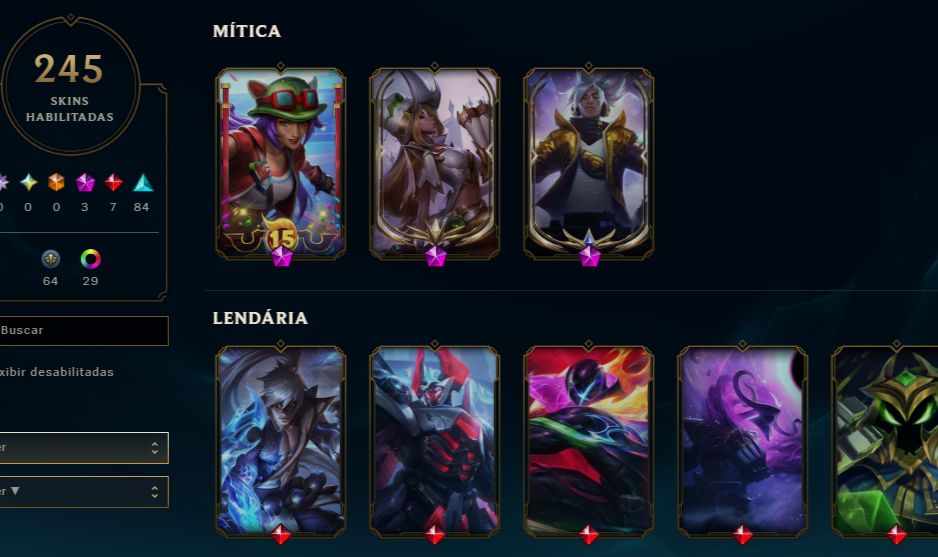 LEAGUE OF LEGENDS 245 SKINS NIVEL 250 PLATINA 4 TODOS CAMPEOES
