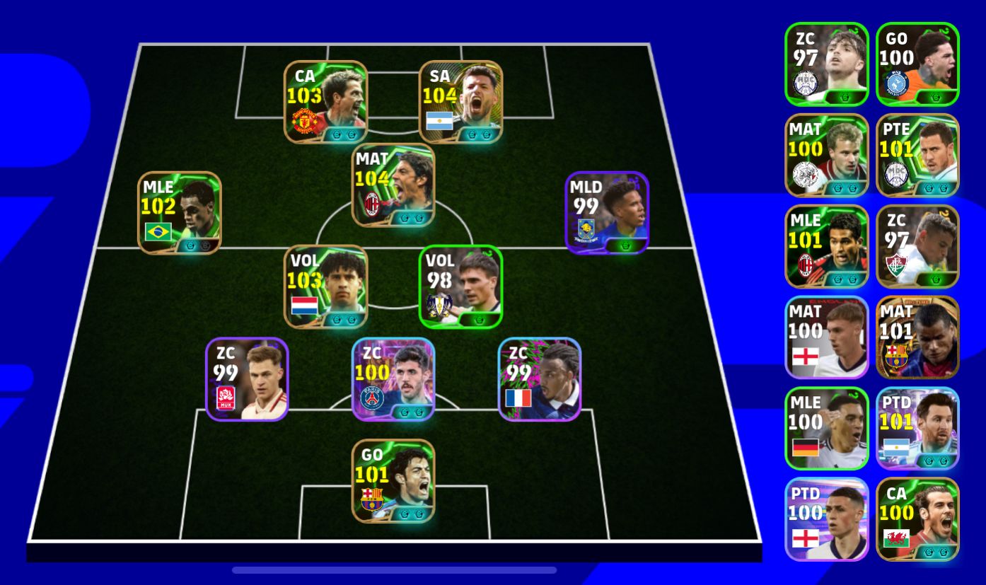Conta braba de efootball Rui Costa 104 , Michael owen 104 e companhia