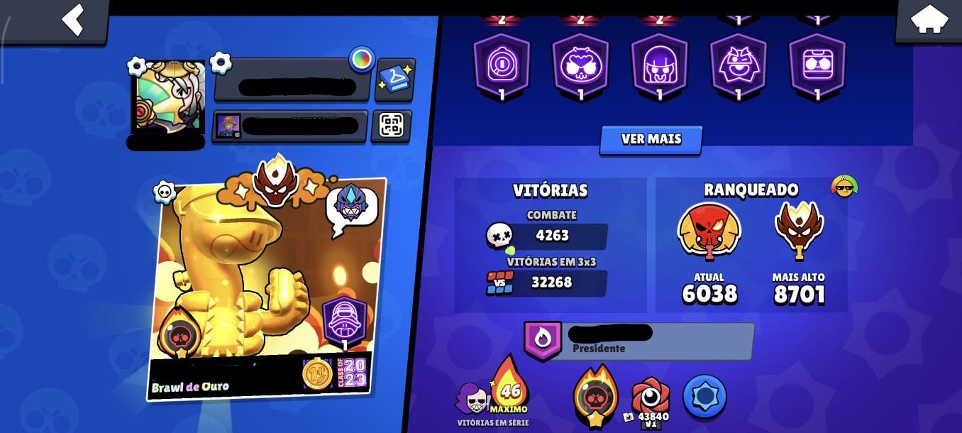 Conta no Brawl Stars 92k Mestre Muitas Skins