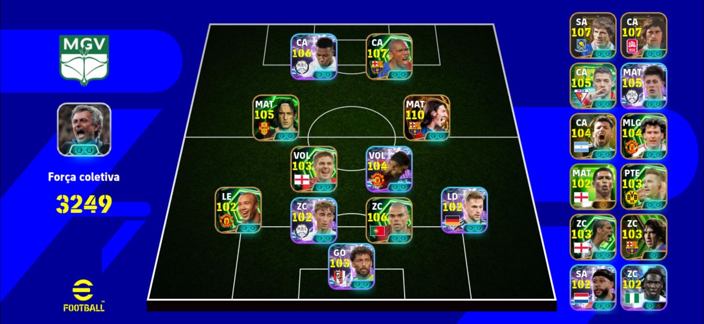Conta Efootball com Messi 110 e vários jogadores meta