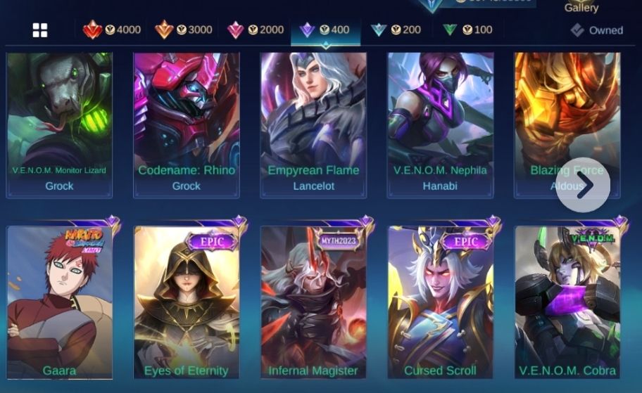 Conta mobile legends 190 skins