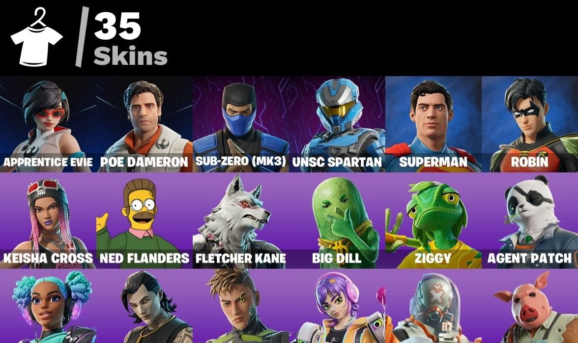 CONTA FORTNITE 35 SKINS/ OUTLAW MIDAS /HOMER SIMPSON /POWER RANGER/ ZIGGY / BIG