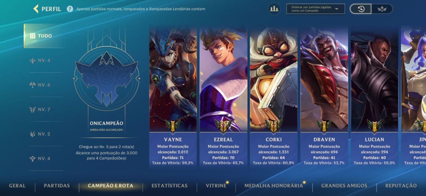 CONTA MESTRE - (CONTÉM SKINS ÉPICAS) - (69 CAMPEÕES)