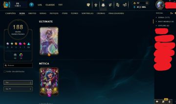 CONTA LEAGUE OF LEGENDS 188 SKINS | NÍVEL 471