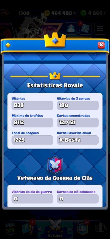 CONTA CLASH ROYALE COM 4800 GEMAS 8100K DE TROFEUS TODAS AS CARTAS 400K DE OURO