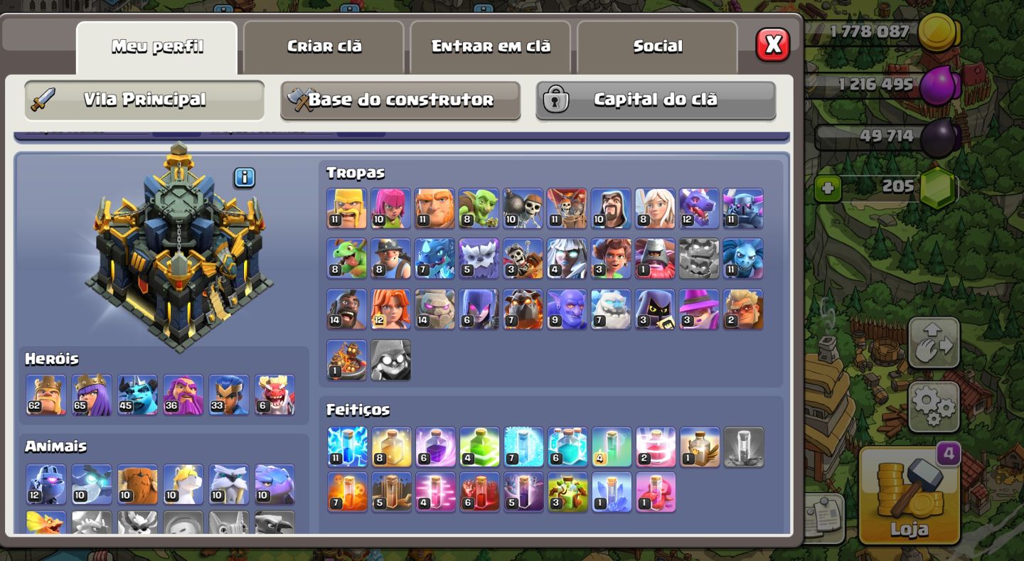 Conta de Clash of clans, dentro de vila 17 bem upada