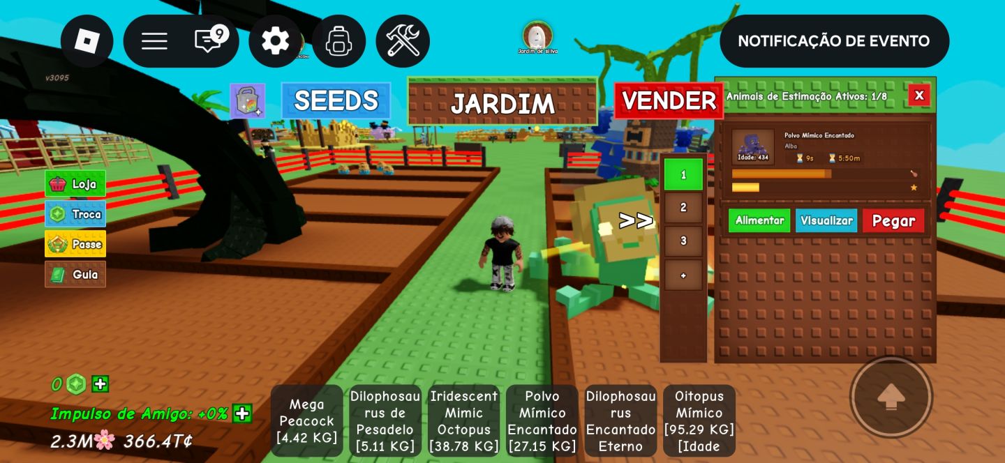 Mimic 15 seg, grow a gardem 1!