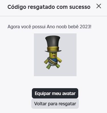 ROBLOX Limited Edition Baby Noob Year (JAN-2023) GIFT CARD - Raro!