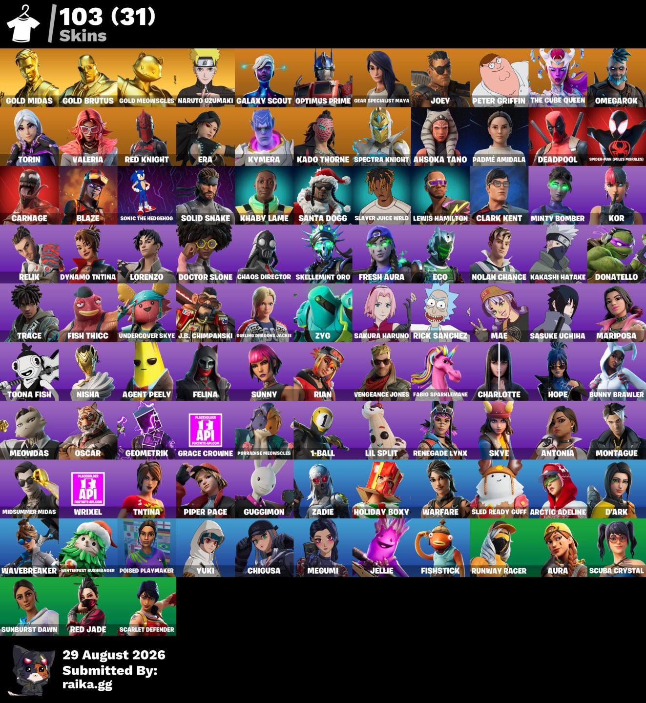 Conta Fortnite com o time 7 do Naruto