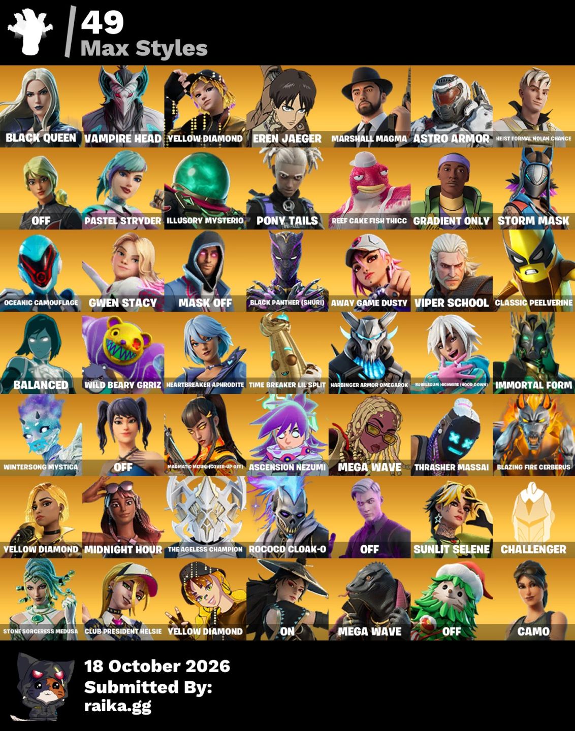 CONTA TRYHARD FORTNITE | 108 SKINS + 647 COSMÉTICOS | LVL 1782 | 113 VITÓRIAS
