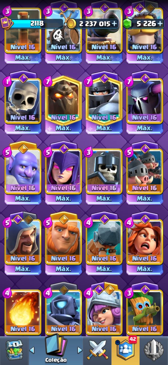 CONTA CLASH ROYALE 10 ANOS CRIADA