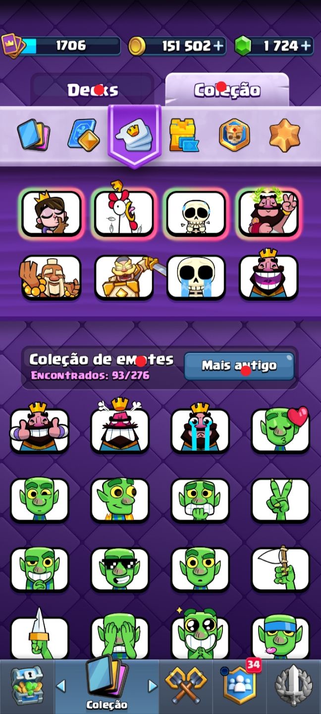 Conta Clash Royale Cartas nível 16 e 15 Nível 1705 14000 Troféus