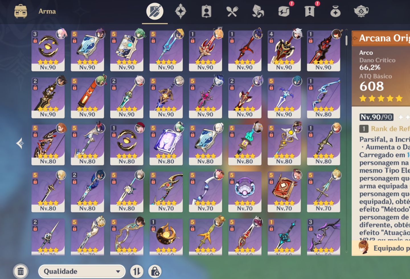 Conta endgame 36 5 estrelas e 26 armas 5 estrelas