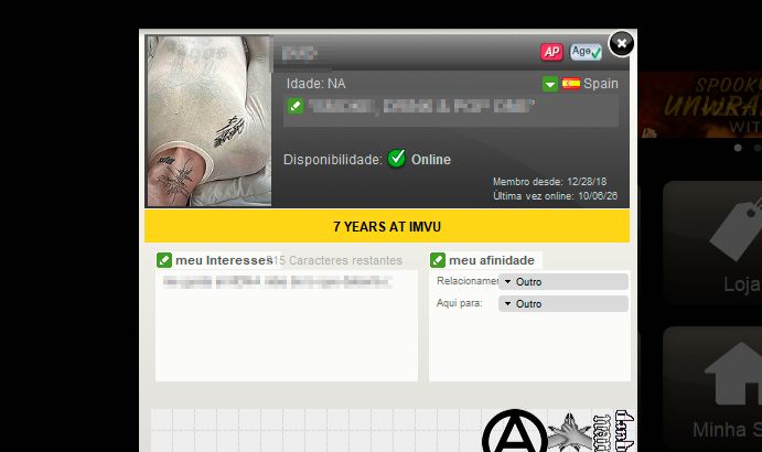 CONTA IMVU MASCULINA NICK DE 4 LETRAS, AP & AGE POSSUI 7 ANOS DE CONTA!