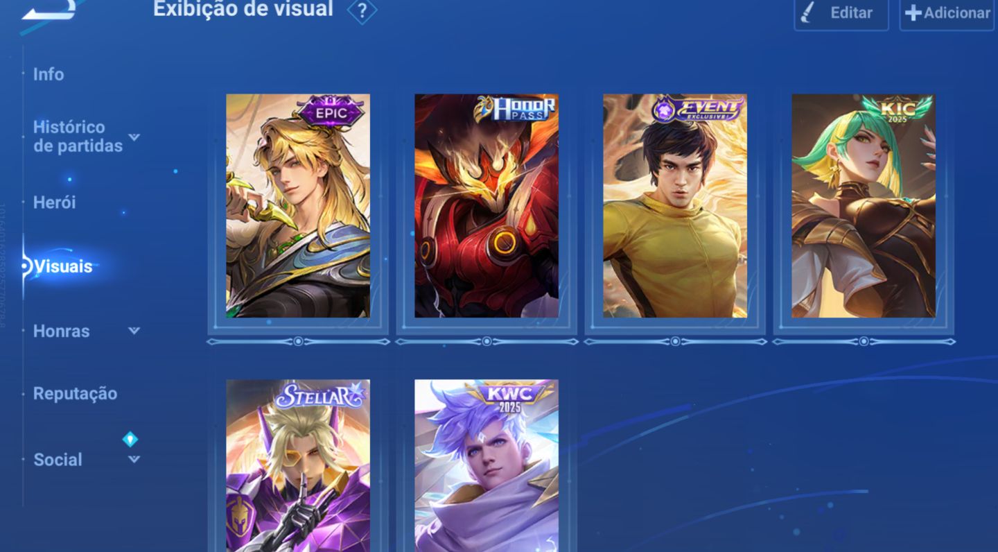 Minha conta honor of kings com skins extremamente raras