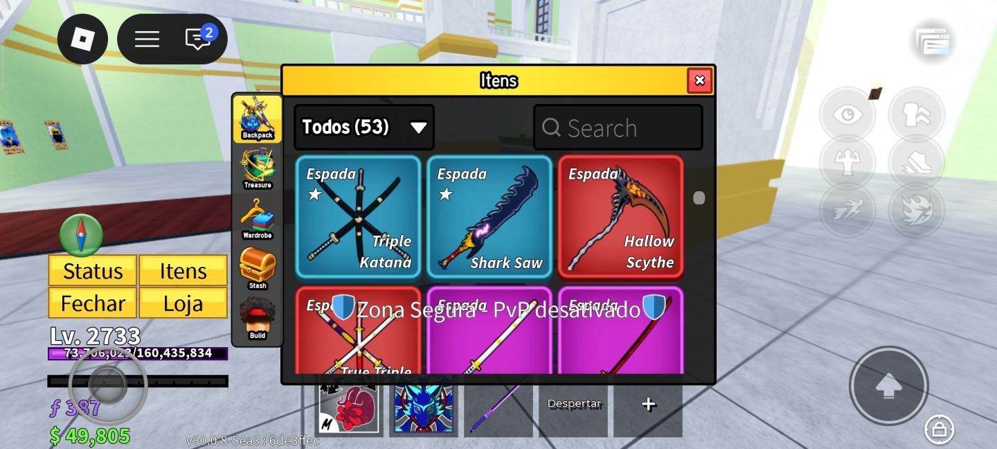 Conta Roblox com várias espadas míticas