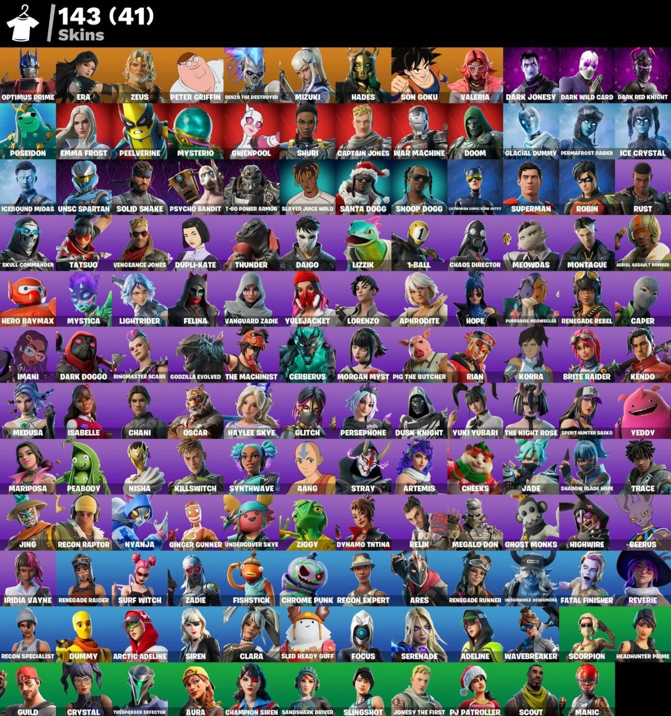 CONTA FORTNITE | 143 SKINS | NÍVEL 4532 | 218 PICARETAS