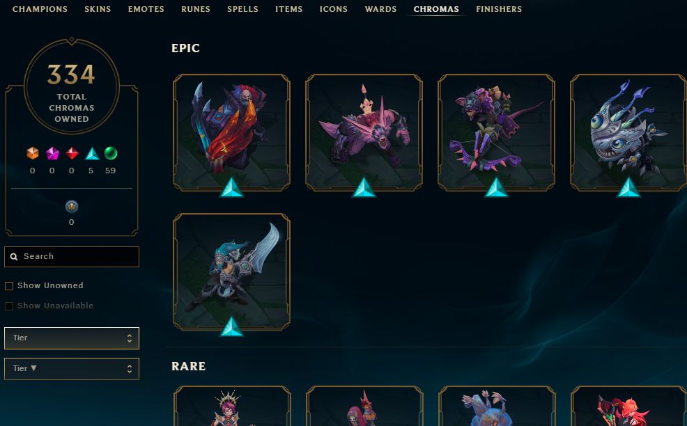 367 SKINS, 334 CHROMAS - CONTA DE LEAGUE OF LEGENDS