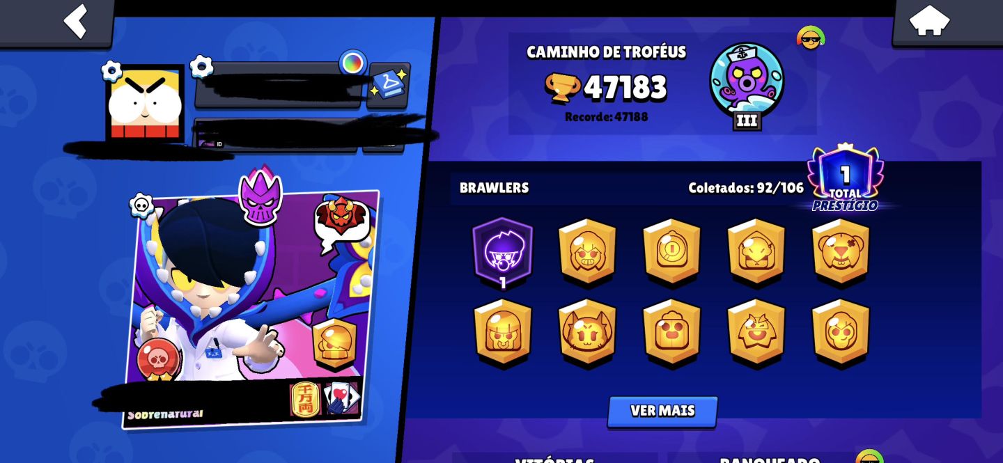 CONTA BRAWL STARS | +47K TROFÉUS, SKINS RARAS E MUITO MAIS (Entrega Automática)