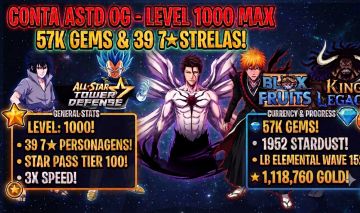 CONTA ALL STAR TOWER DEFENSE NÍVEL 1000