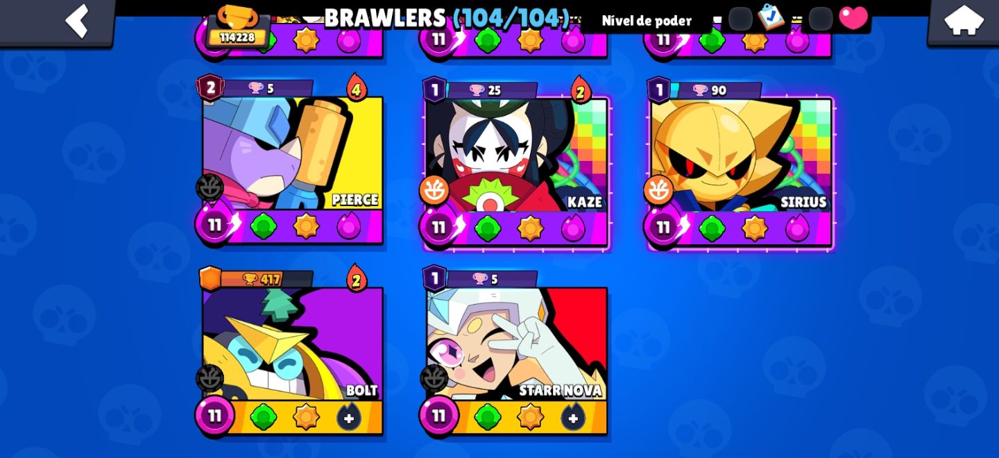 CONTA COM TUDO FULL DE BRAWL STARS ( SKIN DA LOLA REBELDE, SKINS DE PARCERIA)