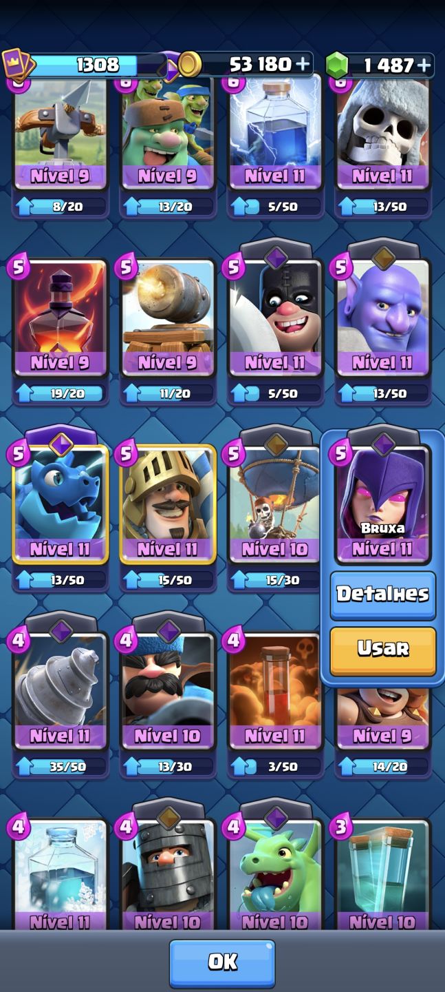 Clash Royale Arena 18 | Torre Lvl 13 | 119/123 Cartas | Evoluções