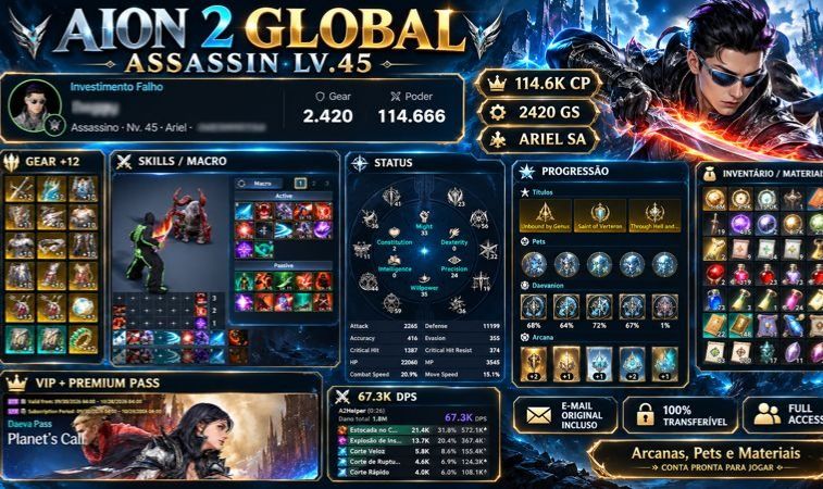 ASSASSIN COM 115.6K CP, EQUIPAMENTOS APRIMORADOS, FULL ACESS