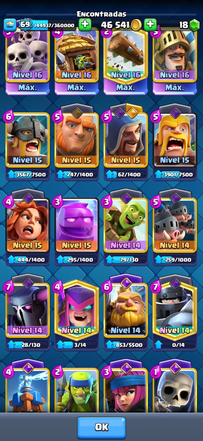 Conta antiga Clash Royale nível 69