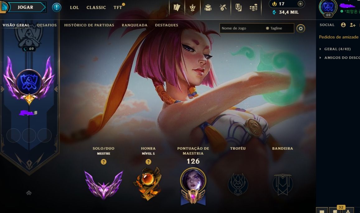 Conta mestre mmr bom / 75 skins selecionadas / essencias miticas /FA