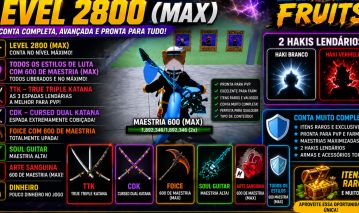 CONTA BLOX FRUITS MAX 2800 | TTK, CDK, TODOS ESTILOS 600 + GAMEPASSES