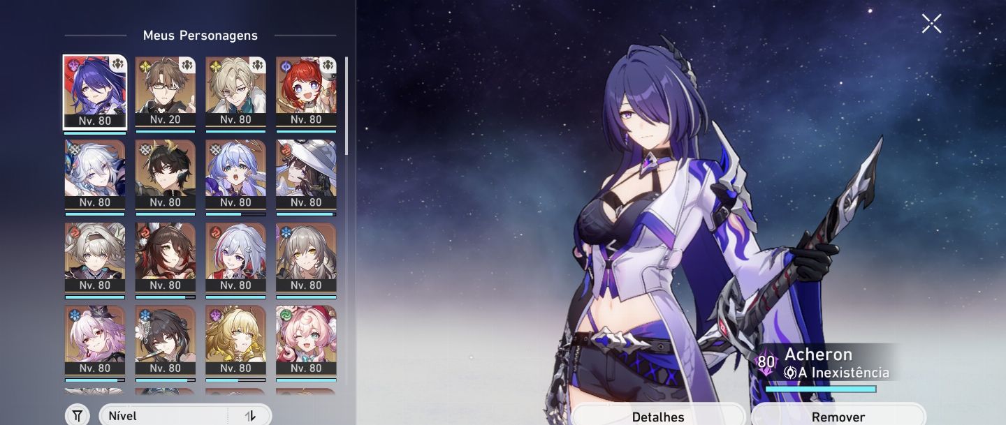 CONTA DE HONKAI STAR RAIL ENDGAME NÍVEL 70 COM MUITOS PERSONAGENS LIMITADOS