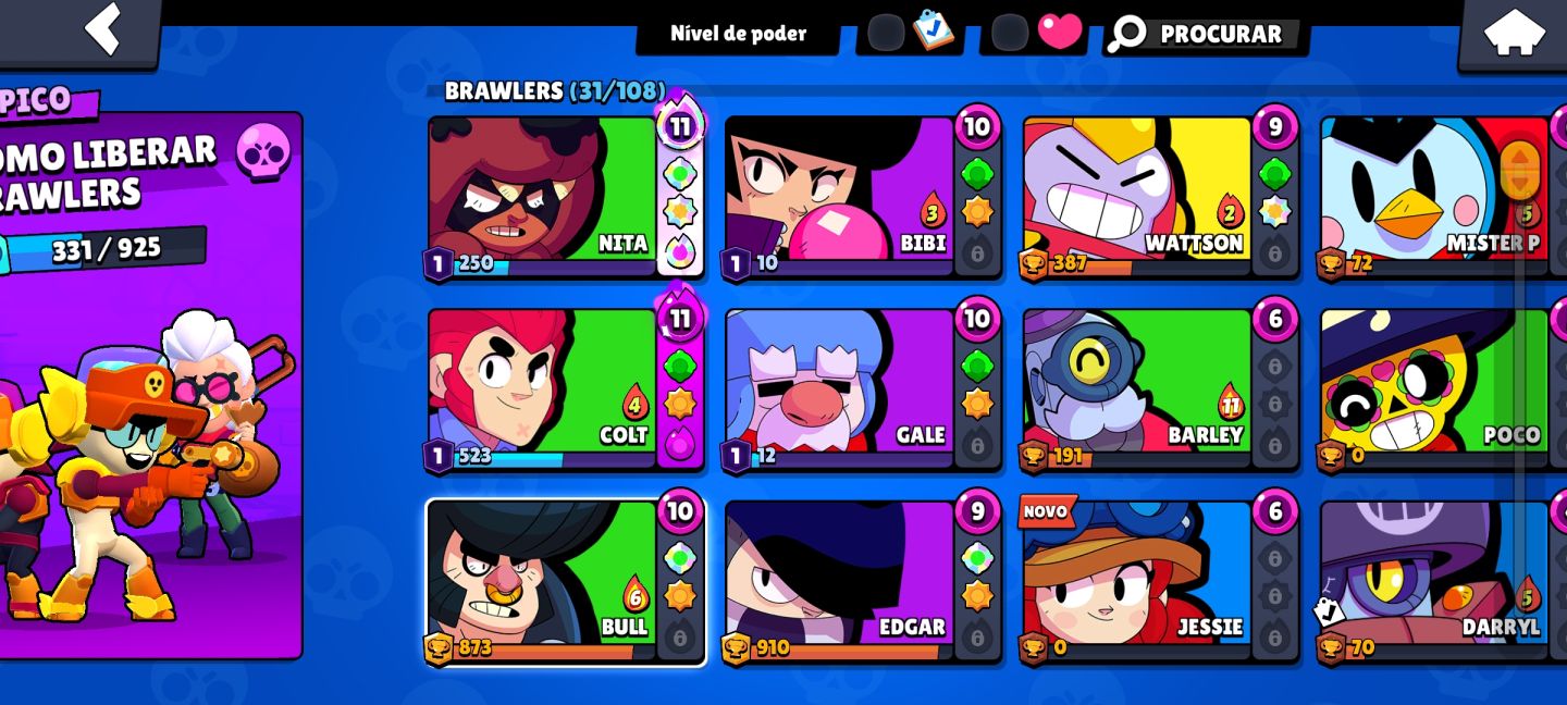 Conta Brawl Stars 8k de Troféus + 31 Brawler.