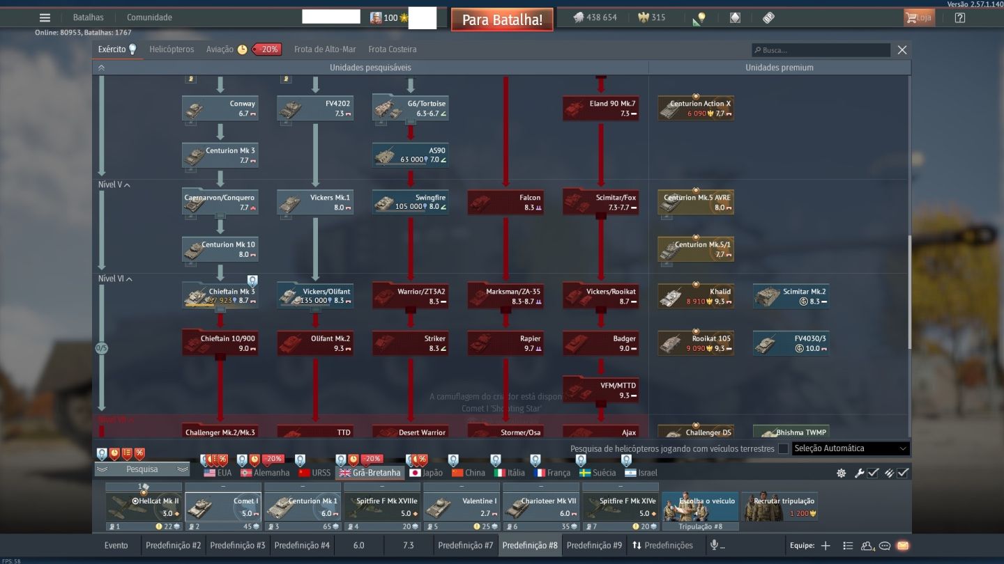 Conta War Thunder (2015) Competitivo