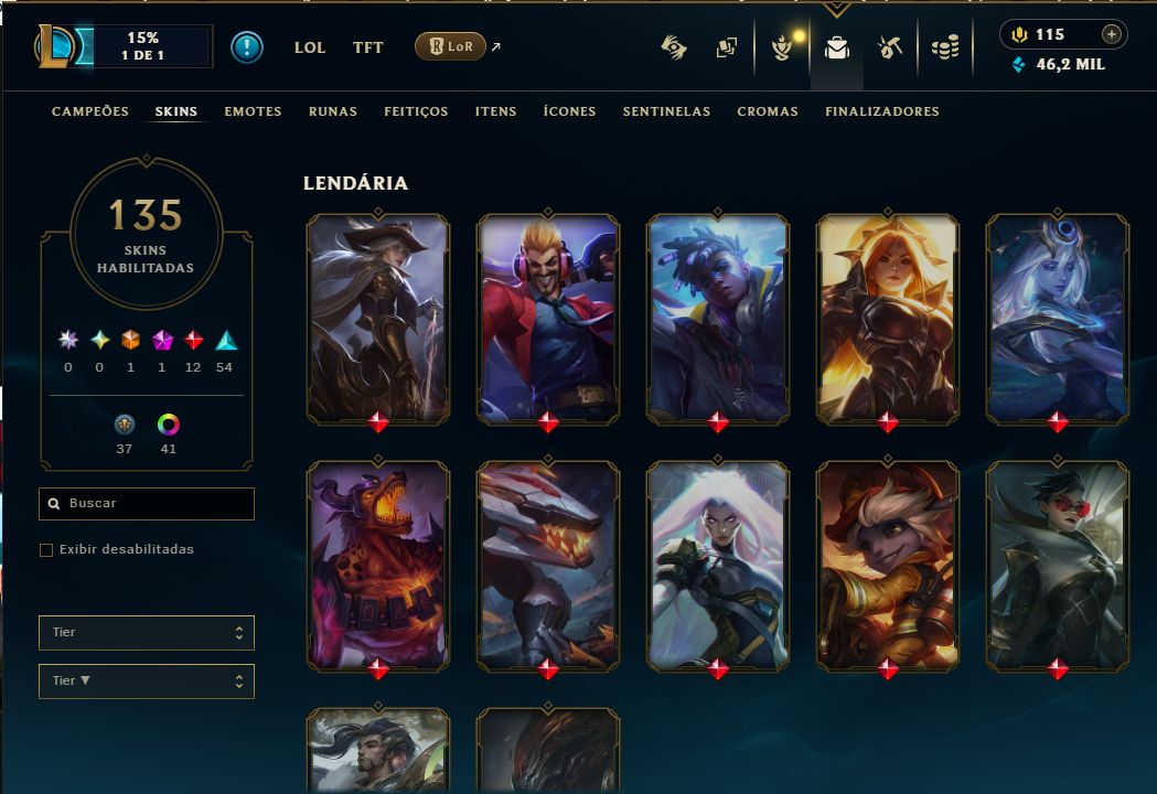 Conta League of Legends 10 anos (135 skins)