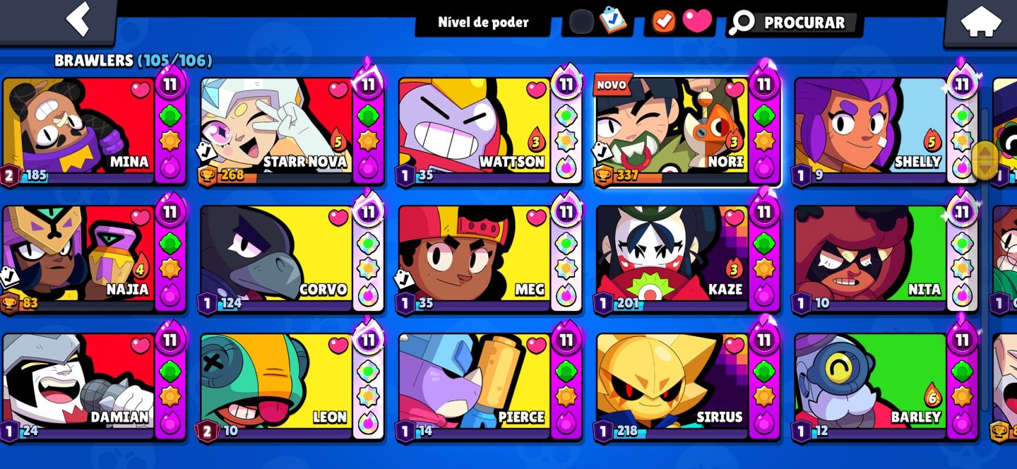 CONTA BRAWL STARS FULL + DE 95 BRAWLERS PODE 11 E BUFFIES