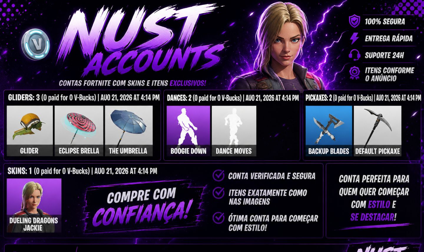 Conta de fortnite para quem deseja começar no game com algumas skins