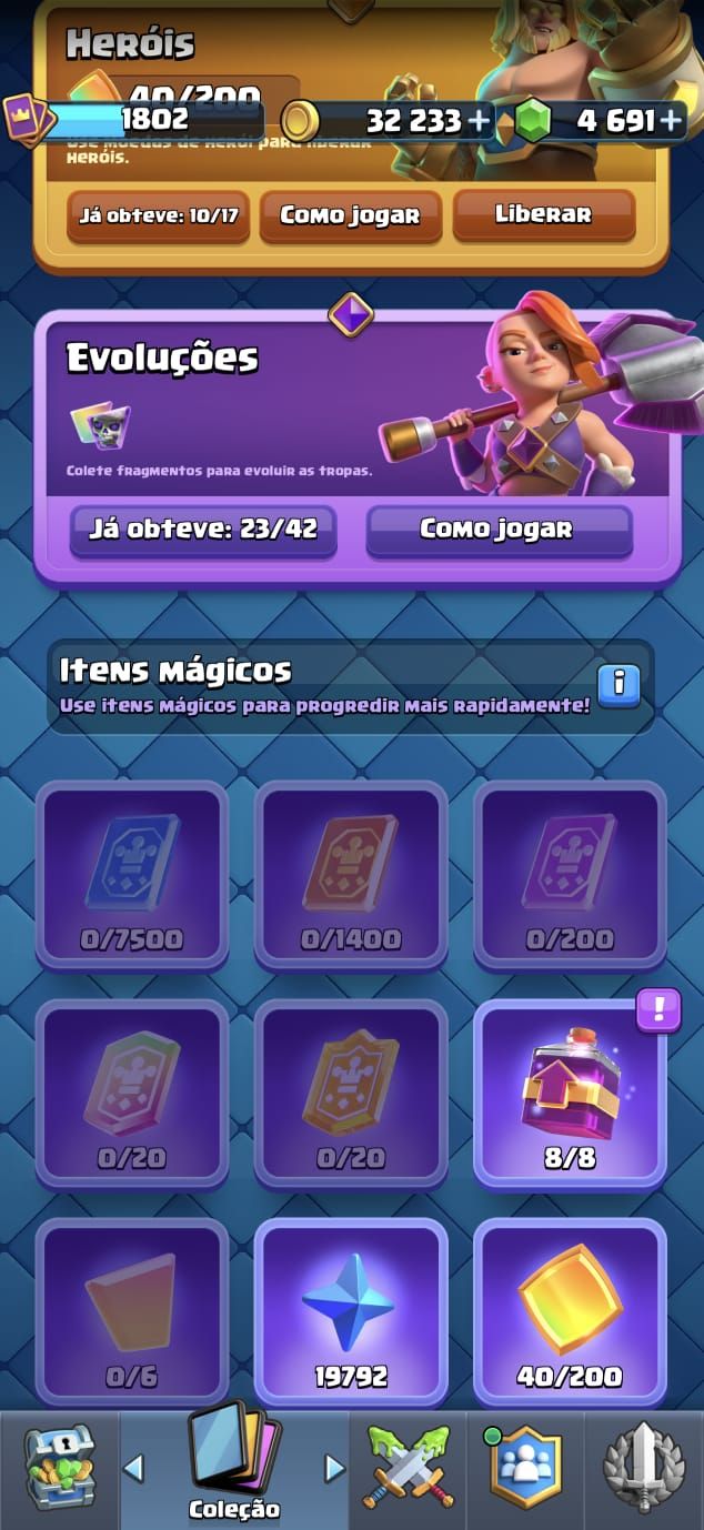 CONTA CLASH ROYALE META TOTAL UPADA