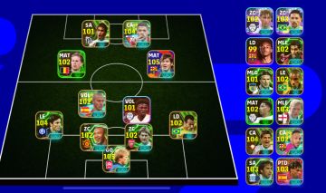 CONTA EFOOTBALL ENDGAME 3187 FORÇA | MESSI 105, SUÁREZ 104, KAHN 105