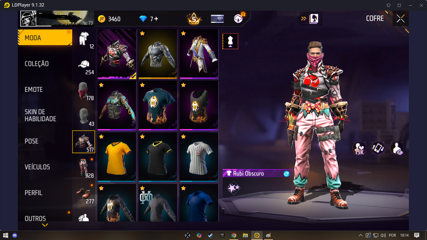 Conta de free fire antiga nivel 73